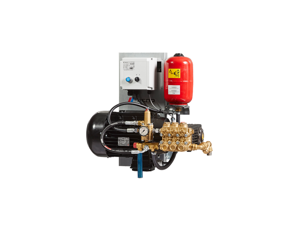 Stationary high-pressure cleaning system