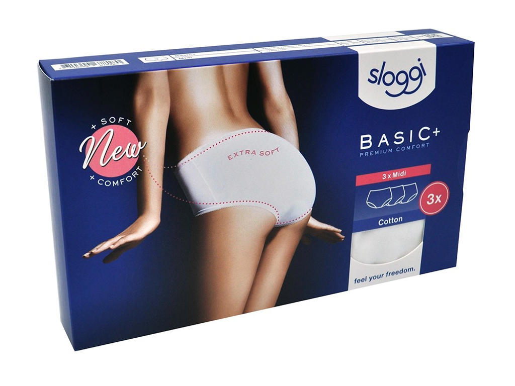 Dametrusse Sloggi Basic+ Midi, 3 Pak 