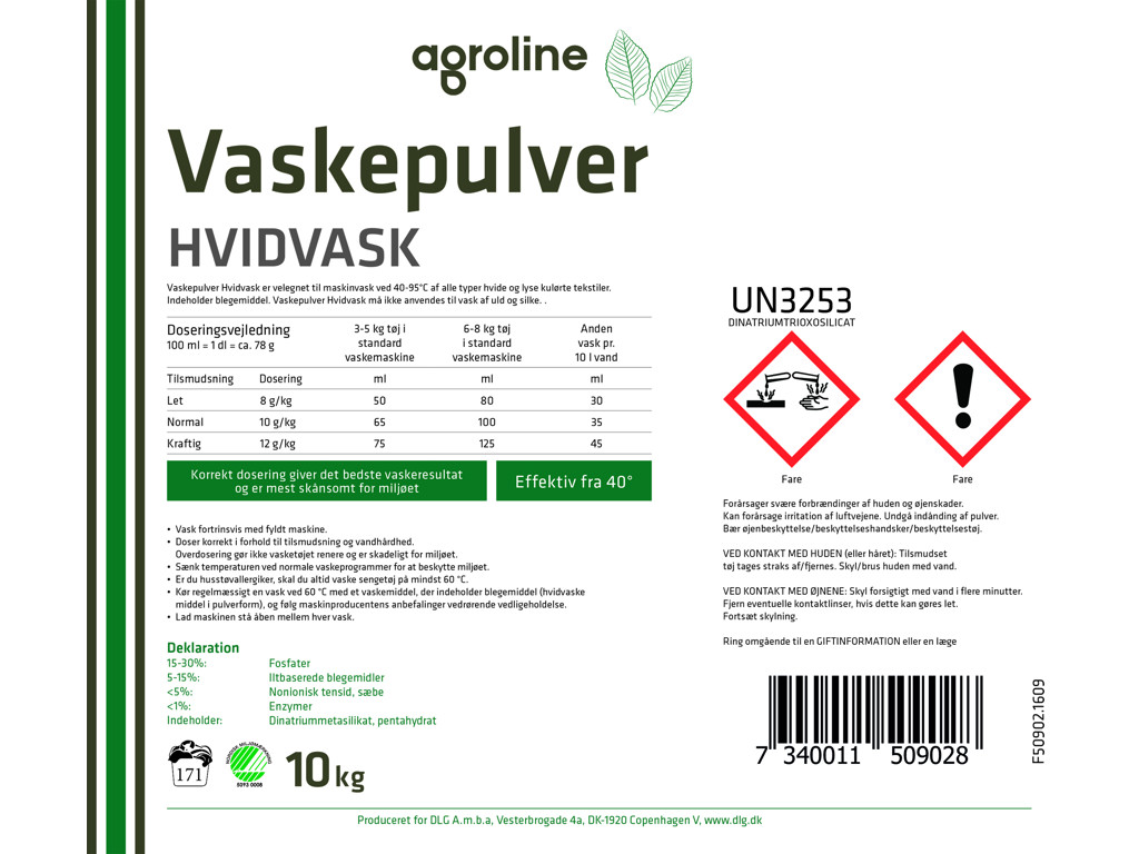 Washing powder white agroline 10 kg