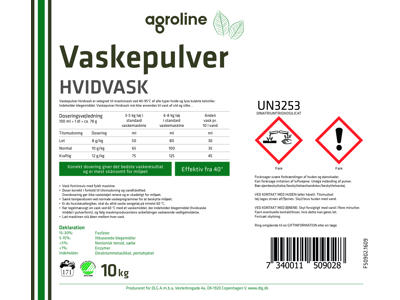Vaskepulver hvid agroline 10 kg