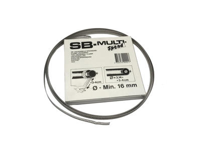 Spændebånd rustfri 8 mm, 5 mtr, universal