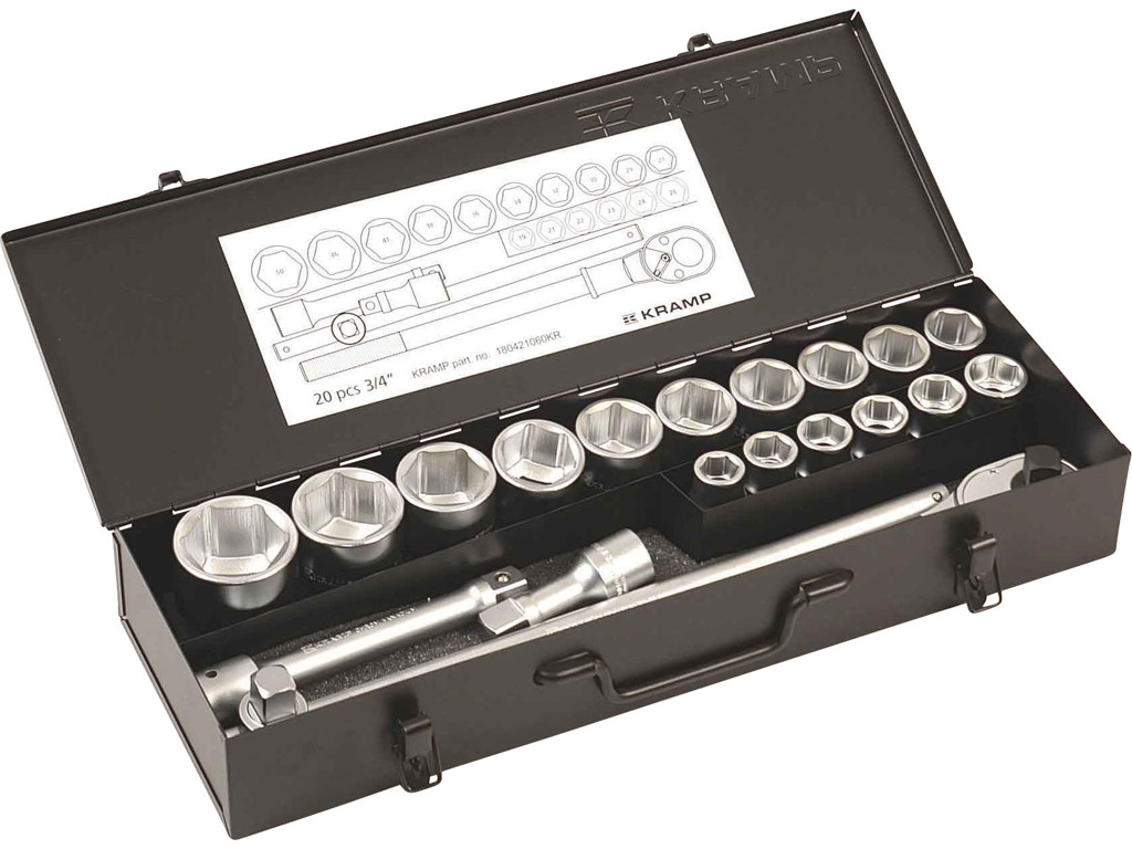 Socket wrench set 3/4, 20 parts, kramp