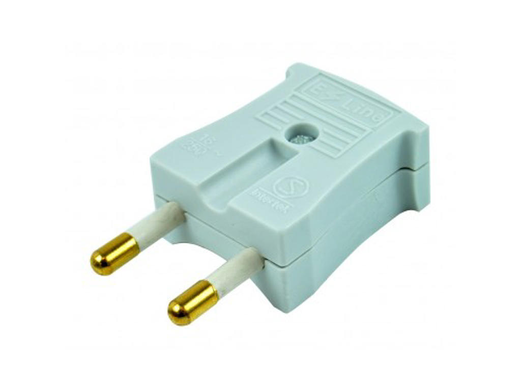 Plug light grey flad without earth. 10 a