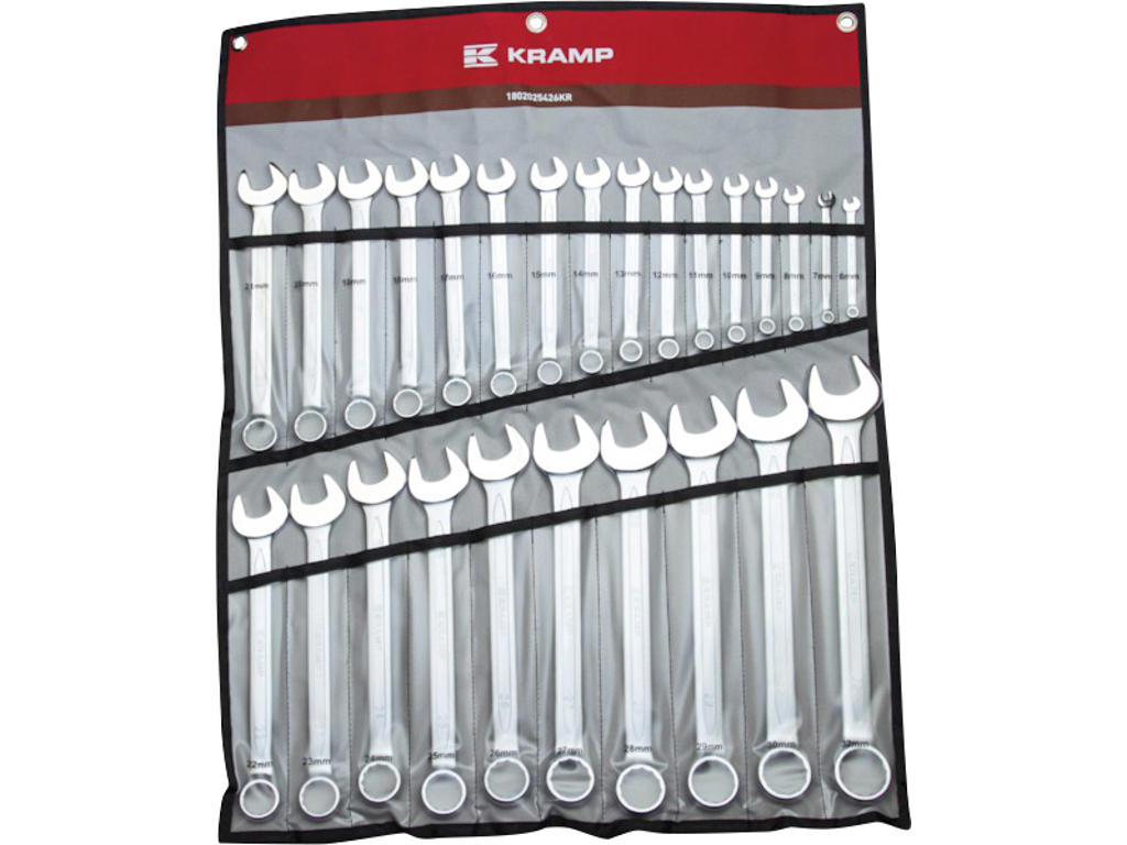 Ringgaffelnøglesæt, 26 dele, kramp