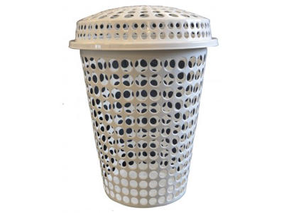 Vasketøjskurv med låg, ø48xh65 cm