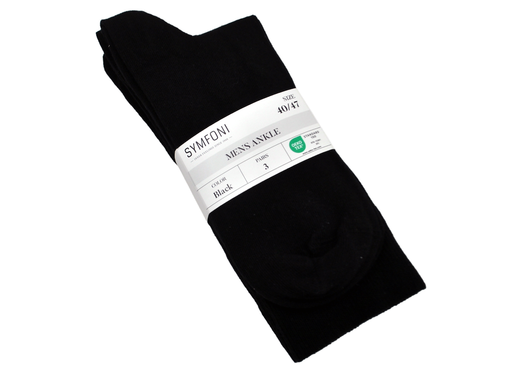 Strømpe tynd str 40-47, sort, 3 par