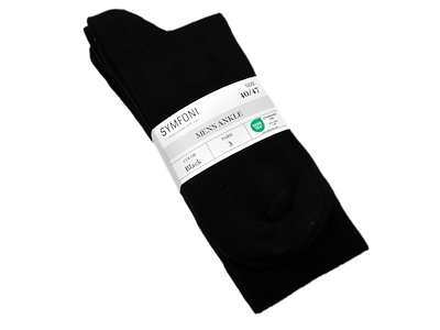 Strømpe tynd str 40-47, sort, 3 par