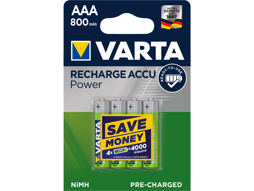 Battery varta rehargeable 800 mah aaa, 4 pcs