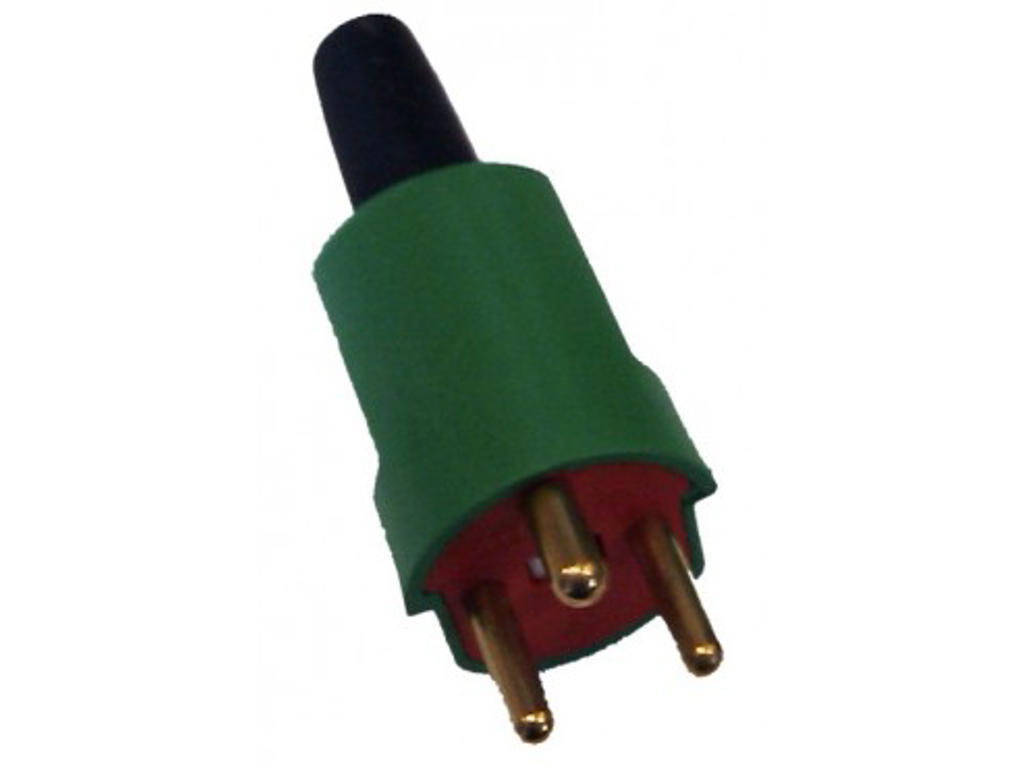 Plug with earth, unbreakable red/green