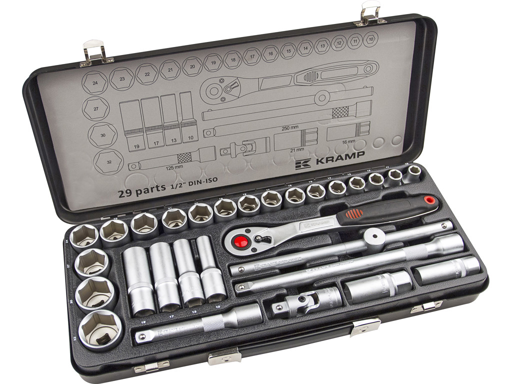 Topnøglesæt 1/2, 29 dele, kramp