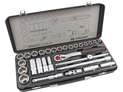 Topnøglesæt 1/2, 29 dele, kramp