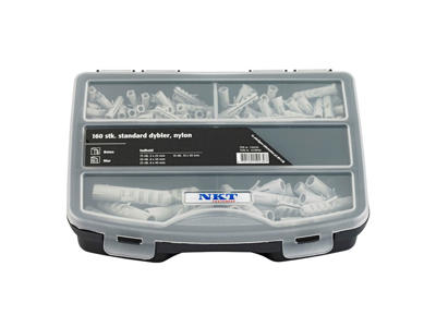 Ravplugs sortiment, 5, 6, 8, 10 mm, 160 dele