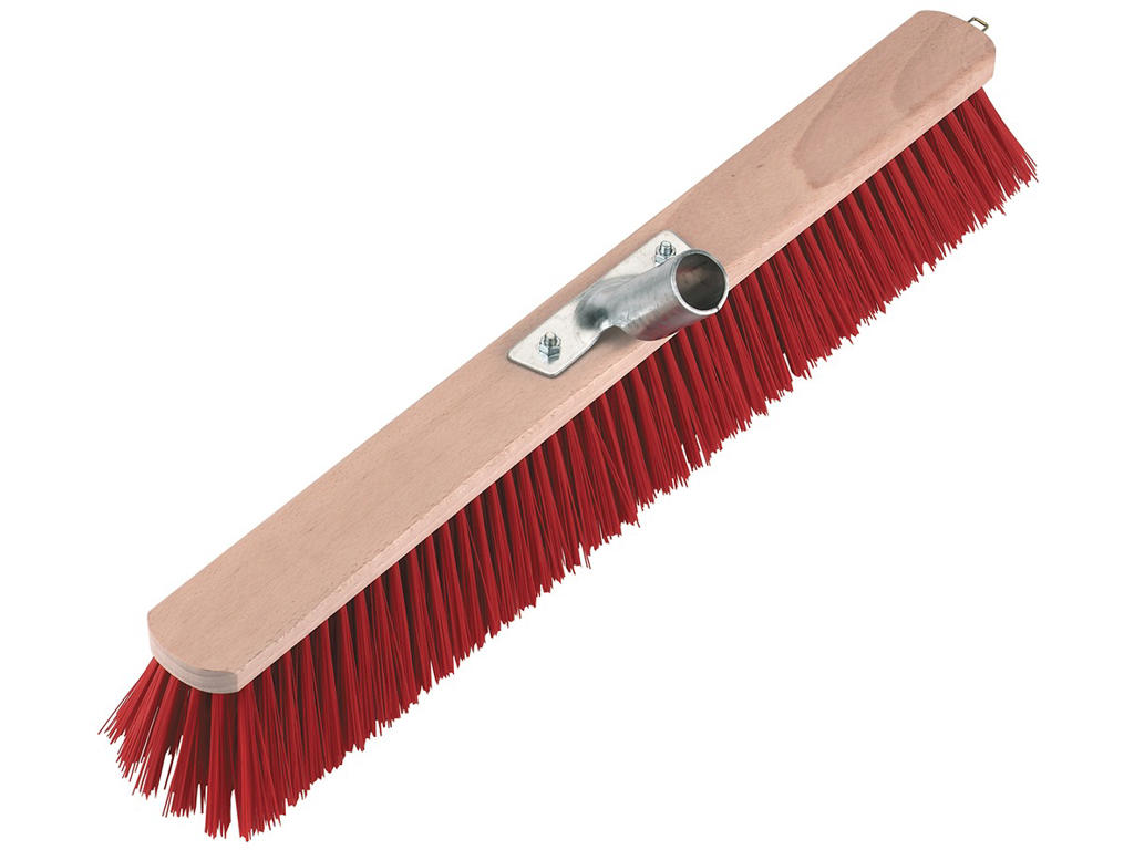 Stable broom with plastic bristles