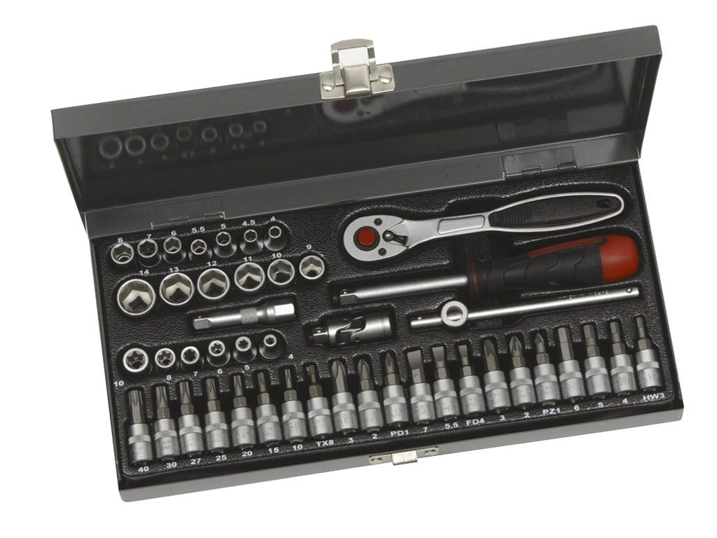 Topnøglesæt 1/4" 45 dele