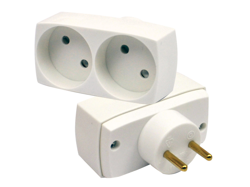 Double plug without earth, White