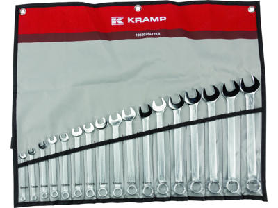 Ringgaffelnøglesæt, 17 dele, kramp