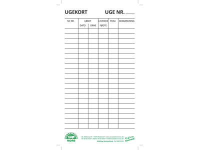 Ugekort, til 20 søer, 50 stk.