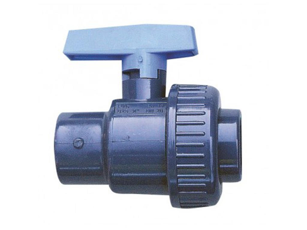 PVC kuglehane m/enkel union 