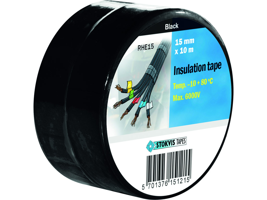 Insulating tape 10 pcs, 15 mm, black