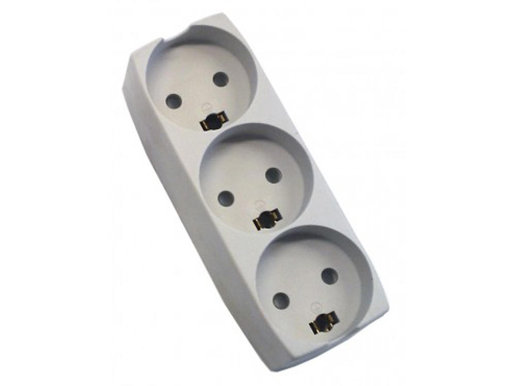 Multible socket with earth grey 10a